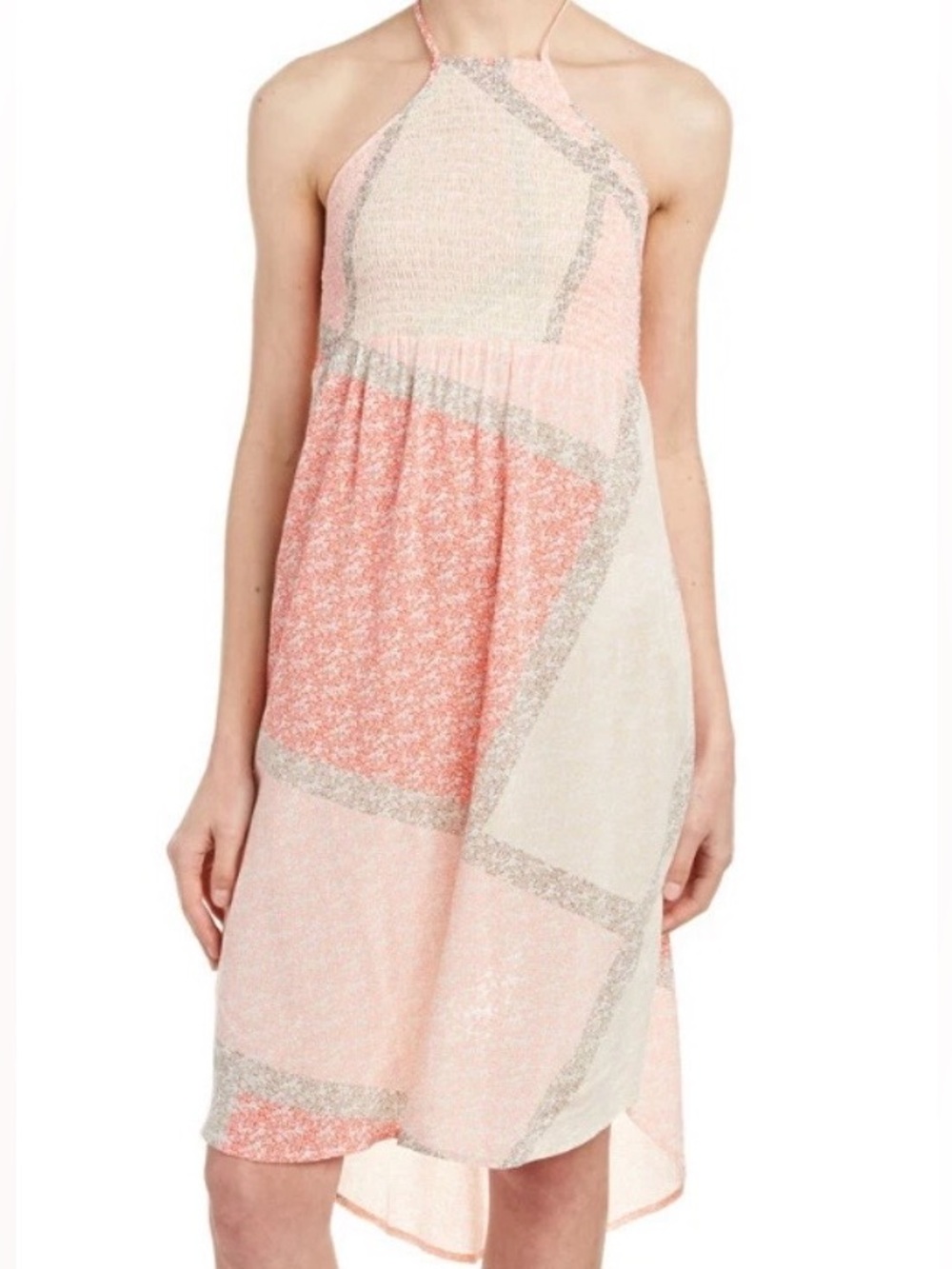TOMMY BAHAMA Flower Flields Smocked Halter Summer Beach Lightweight Dress Size M